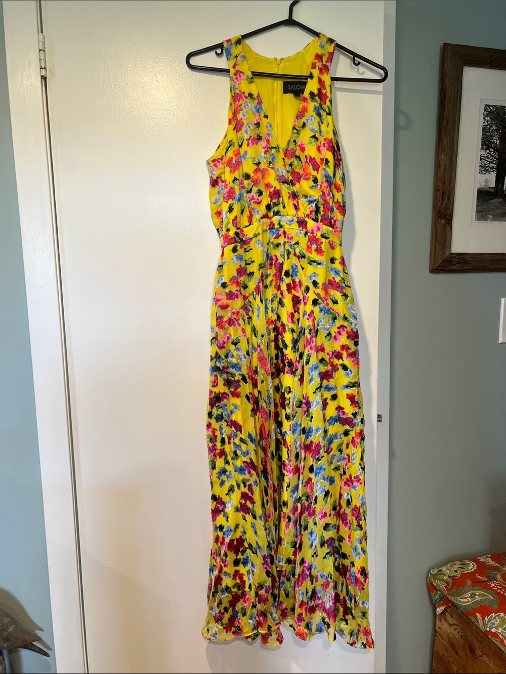 SALONI Yellow Multicolor Floral Sleeveless Maxi Dress